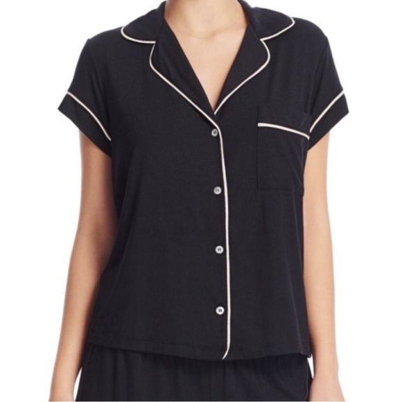 Eberjey Other - Eberjey Giselle PJ Top Short Sleeve Black with White Trim Size M